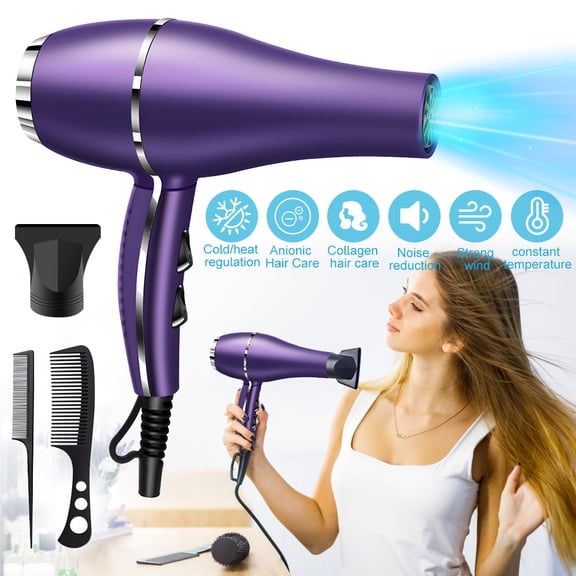 Hair Dryer,Kepeak 1100W Professional Ionic Blow Dryer with Diffuser for Quick Drying & Styling,Purple