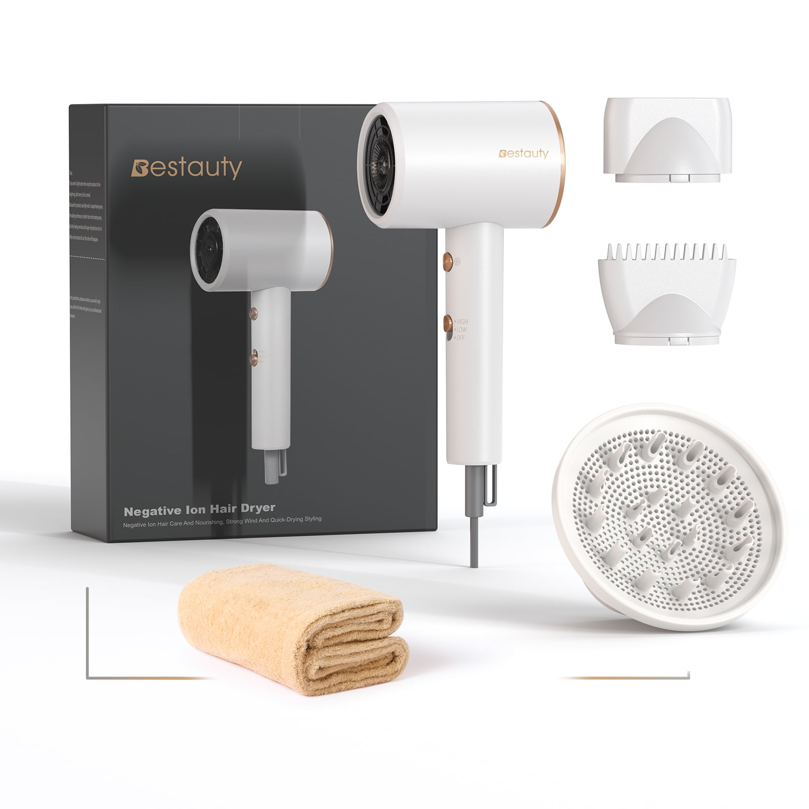 Hair Dryer Large Wind Quickly Drying Hydrate Hair with 2 Styling Wind Nozzles Household Hotel Hair Salon Hair Dryer