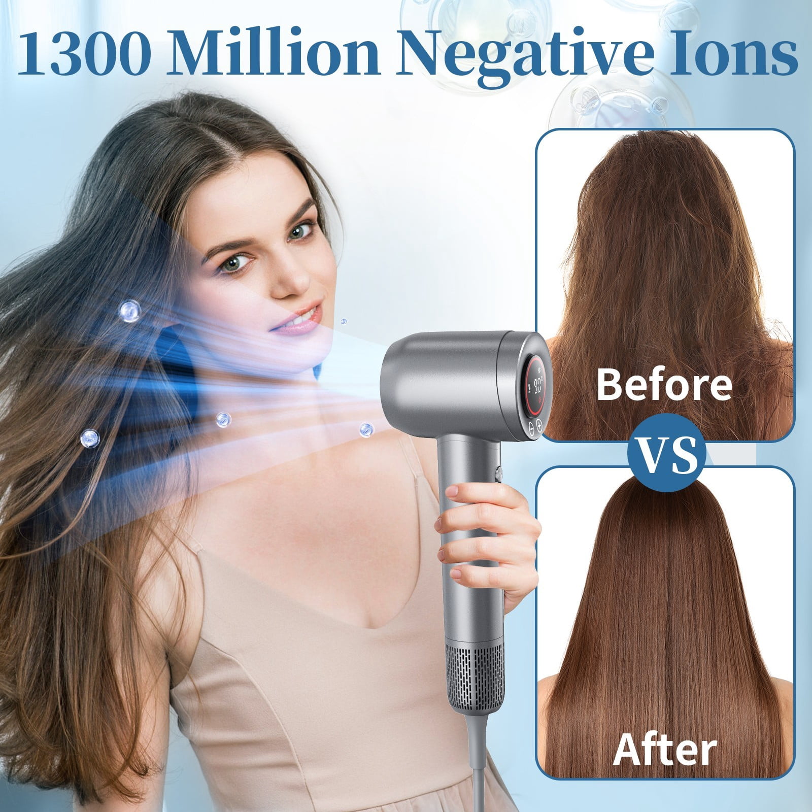 Hair Dryer, Low-Heat Blow Dryer with 110, 000 RPM Brushless Motor