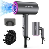 Nexpure 1800W Professional Ionic Blow Dryer for Hair Care, Powerful Wind for Hair Drying, 2 Attachments, Grey