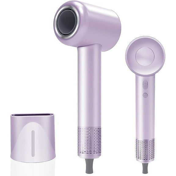 Negative Ionic Hair Dryer with 150000 RPM Brushless Motor, Fast Drying High-Speed Lightweight Blow Dryer with Low Noise & Magnetic Nozzle, Professional Salon Use, Purple