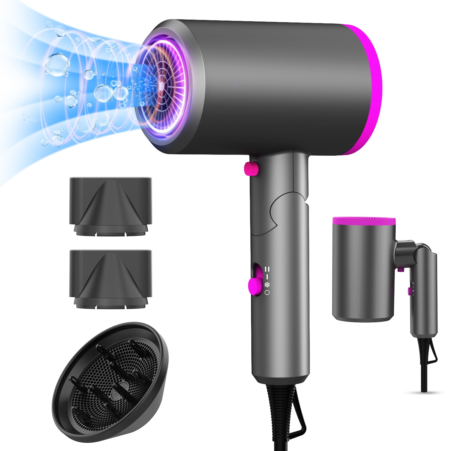 1800W Ionic Hair Dryer for Women, Fast Drying, Low Noise