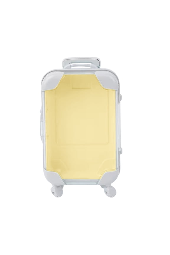 Plastic Walkable Simulation Mini Storage Trolley Luggage Cosmetic Storage Box | Transparent Organizer Case | Locking Design | 4.9 x 2.8 x 1.4 in | Includes 1 Compartment