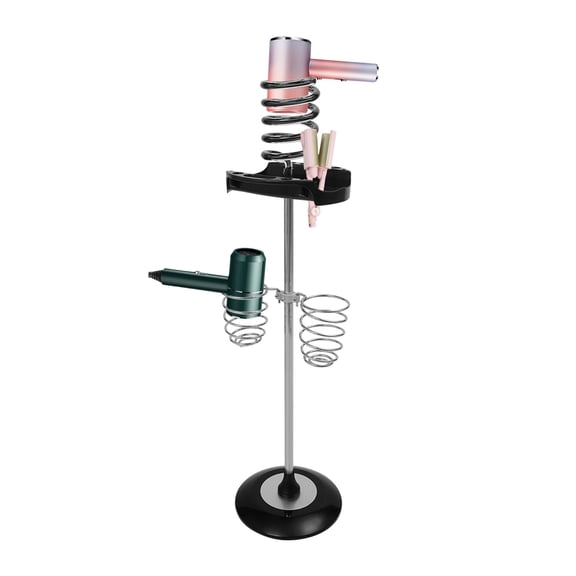 Hair Dryer Stand, Adjustable Height Hands-Free Blow Dryer Holder with 360° Rotation, Hair Styling Appliances with Tray for Hair Straightener