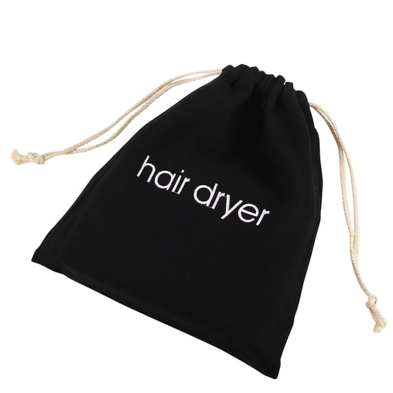 Hair Dryer Storage Bag, Canvas Drawstring Organizer with Embroidered Label, Travel Bathroom Container for Full Size Hair Dryer And Personal Items Accessories