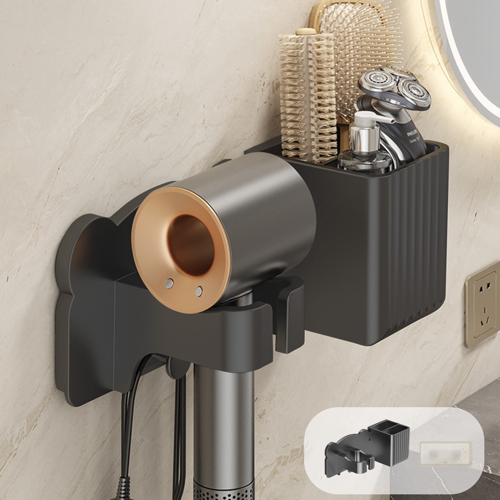 Djiypn Hair Dryer Holder Wall Mount – Blow Dryer Holder, Sturdy Alloy ...