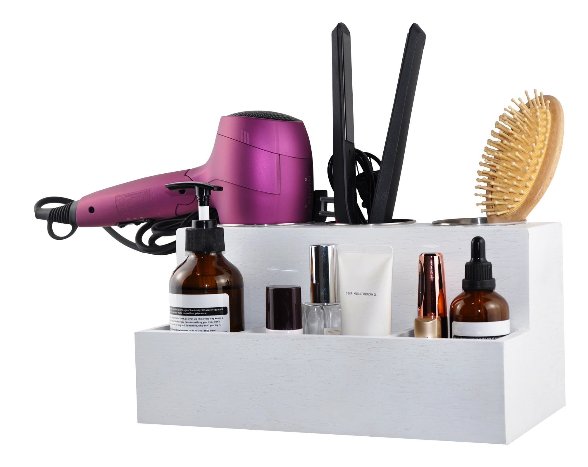 4 Slot Bathroom Hair Organizer Shelf for Hair Styling Tools Curling Iron  Straightener Blow Dryer Crimper 20 W X 3.5 H X 4.25 D 