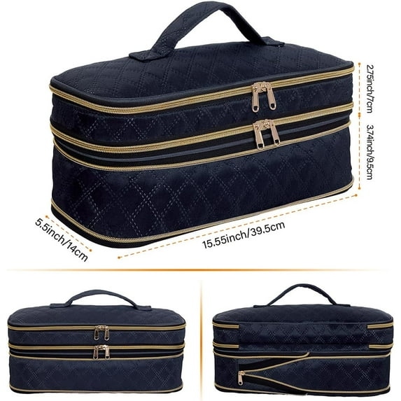 Hair Dryer Travel Case with Expandable Design, Dual-Layer Storage Bag for Curling Iron & Hair Tools