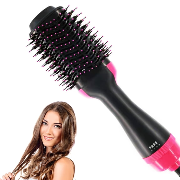 Hair Dryer and Volumizer Hot Air Brush, 4-in-1 One Step Hair Dryers & Blower Brush with Negative Ions for Reducing Frizz and Static, for All Hair Styles, Pink