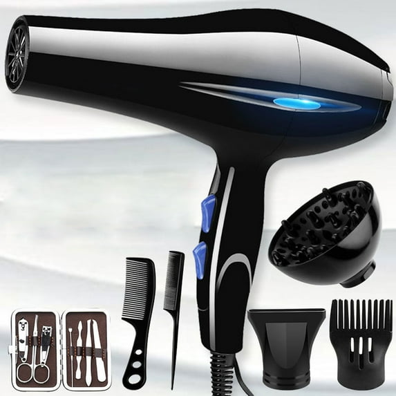 Hair Dryer With Diffuser,Lightweight Travel Hairdryer For Normal & Curly Hair Includes Volume Styling Nozzle