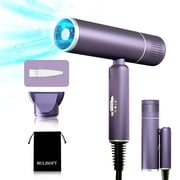 Hair Dryer for Women, Travel Hair Dryer, Powerful Ionic BlowDryer for Fast Drying, Lightweight Portable HairDryer, 3 Temperature 2 Speed Settings, Folding Handle for Compact with Storage Bag,Purple