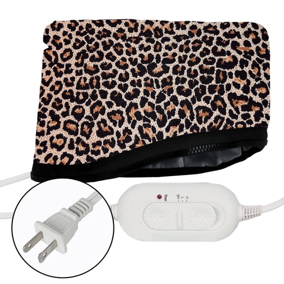 Hair Dryer and Steamer Heating Hair SPA Electric Steam Heat Cap Treatment Seal Tips with Oil for Home Use-leopard print
