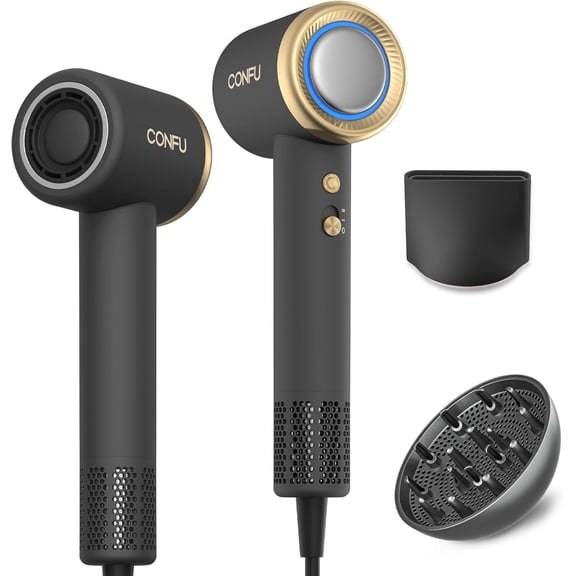 Hair Dryer with Diffuser High Speed Ionic Blow Dryer for Fast Drying Curly Hair Home or Travel Black