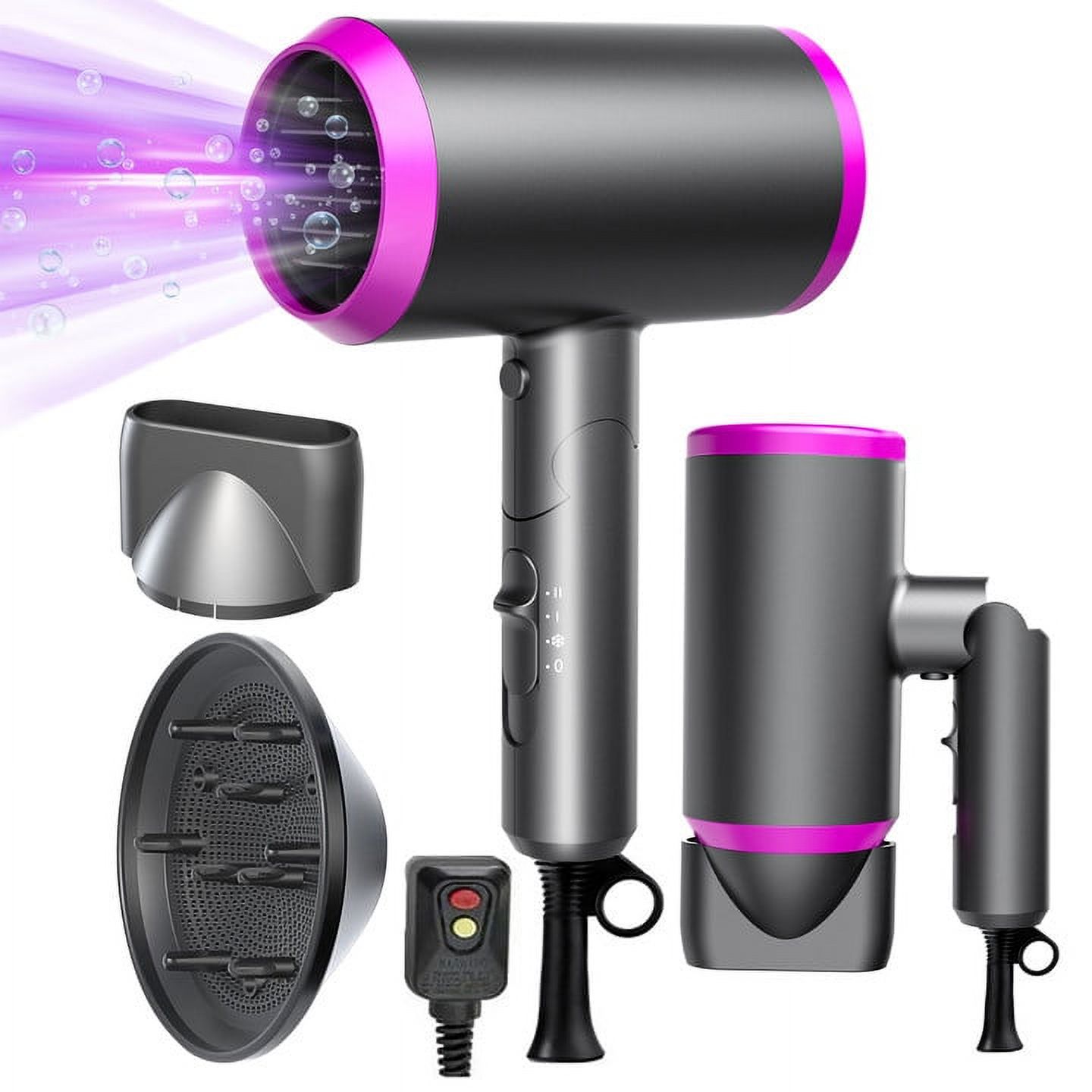 Hair Dryer with Diffuser and Concentrator, Professional Ionic Hair Dryer Fast Drying with 3 Heat Settings for Women - image 1 of 11