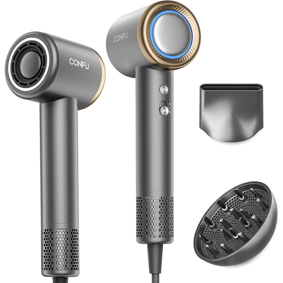 Hair Dryer with Diffuser for Curly Hair 110000 RPM 1400W Fast Drying Grey