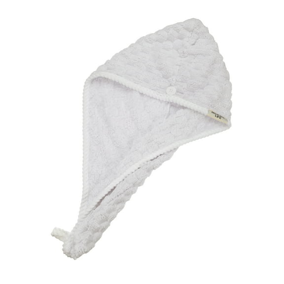 Hair Drying Towel Dry Cap Cloud Grid Shape Lightweight for After Bath Drying Hair Coral Fleece Gray