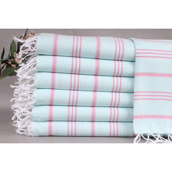 Hair Drying Towel, Face Towel, Mint-Pink Towel, Striped Towel, 24x40 Inches Turkish Towel, Gym Towel, Decor Towel, Camping Towel,