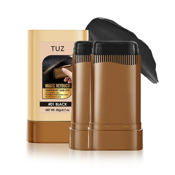 Hair Dye Comb, Black Hair Dye, Hair Colour Stick, 2 in 1 Hair Concealer, Even and Effective Coverage, Easy to Use, Compact and Portable, Gentle Formula, 20g*2(Black)