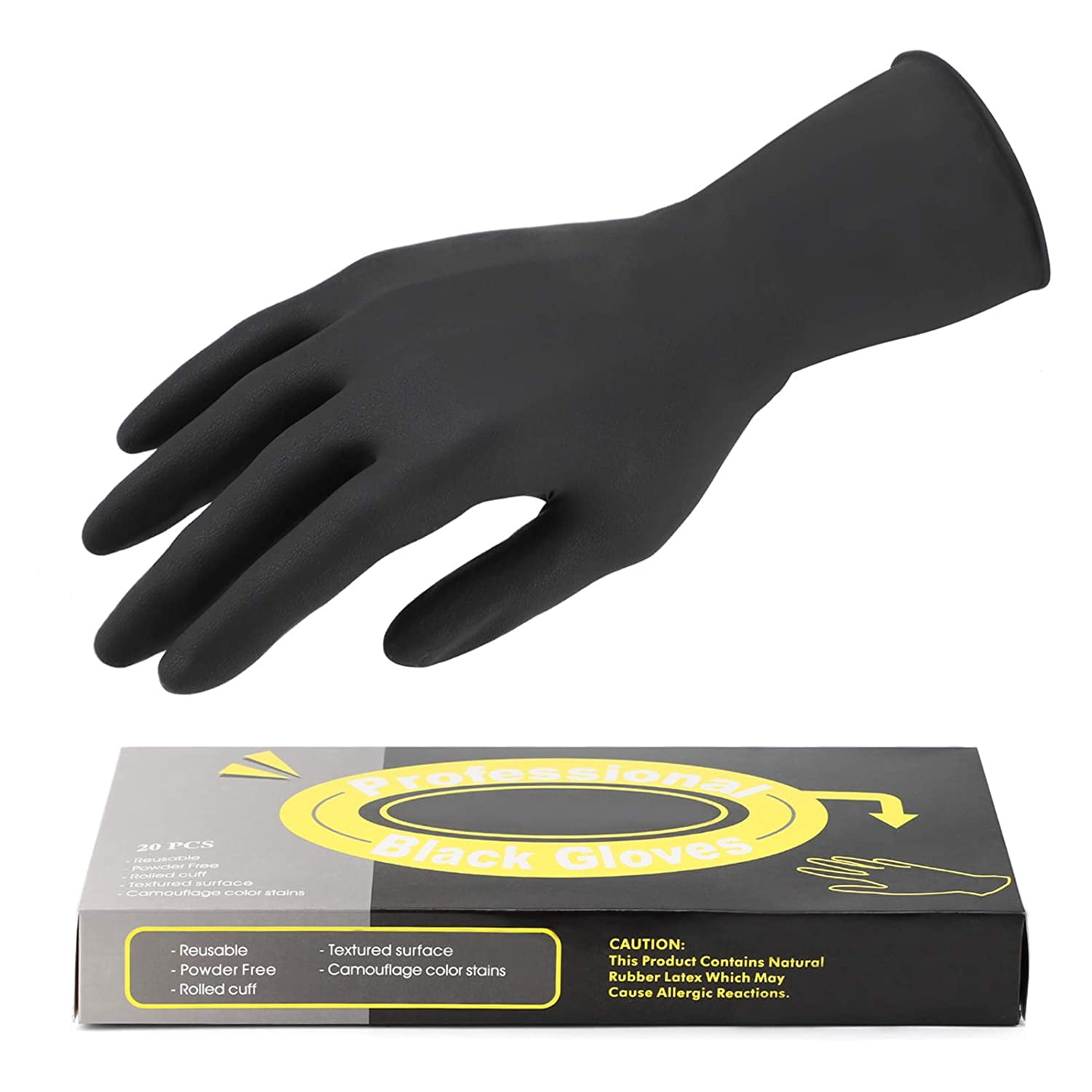 Hair Dye Gloves, 20 Counts Black Reusable Hair Color Gloves ...