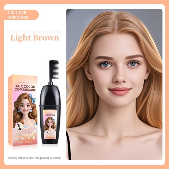 Hair Dye Shampoo 3 in 1,200ml Gentle Hair Dye with Integrated Brush Applicator,6 Natural Colors for At Home DIY Hair Coloring,For Women Men Easy Comb Dyeing Champu Para Canas