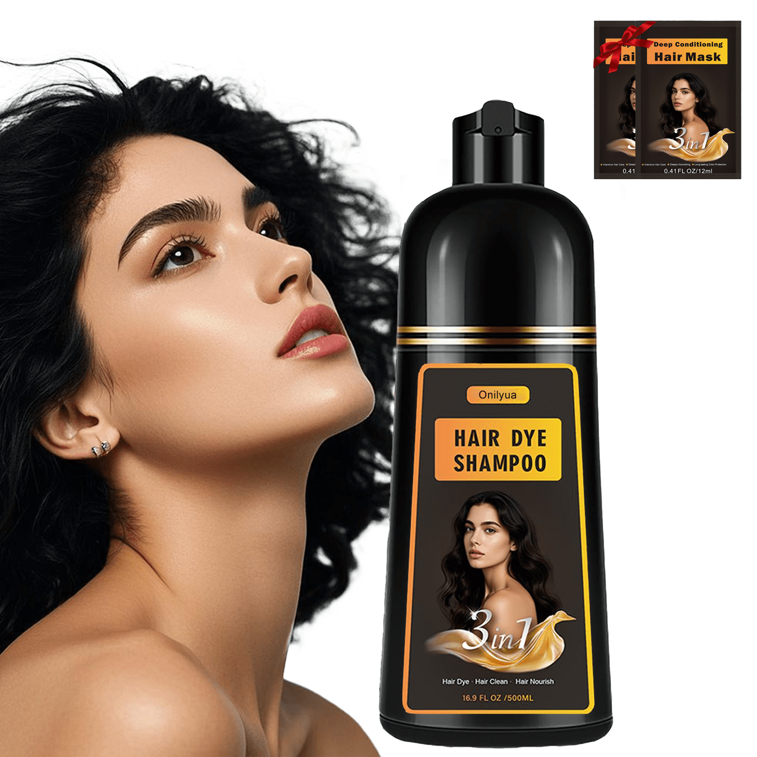 Burgundy Hair Dye Shampoo 3 in 1, Herbal Hair Color Shampoo for