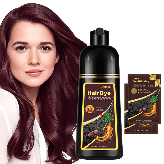 Burgundy Hair Dye Shampoo 3 in 1, Herbal Hair Color Shampoo for Gray Hair Coverage Lasts 4 Weeks, Easy Application Shampoo Para Canas for Women Men 16.9 Fl Oz