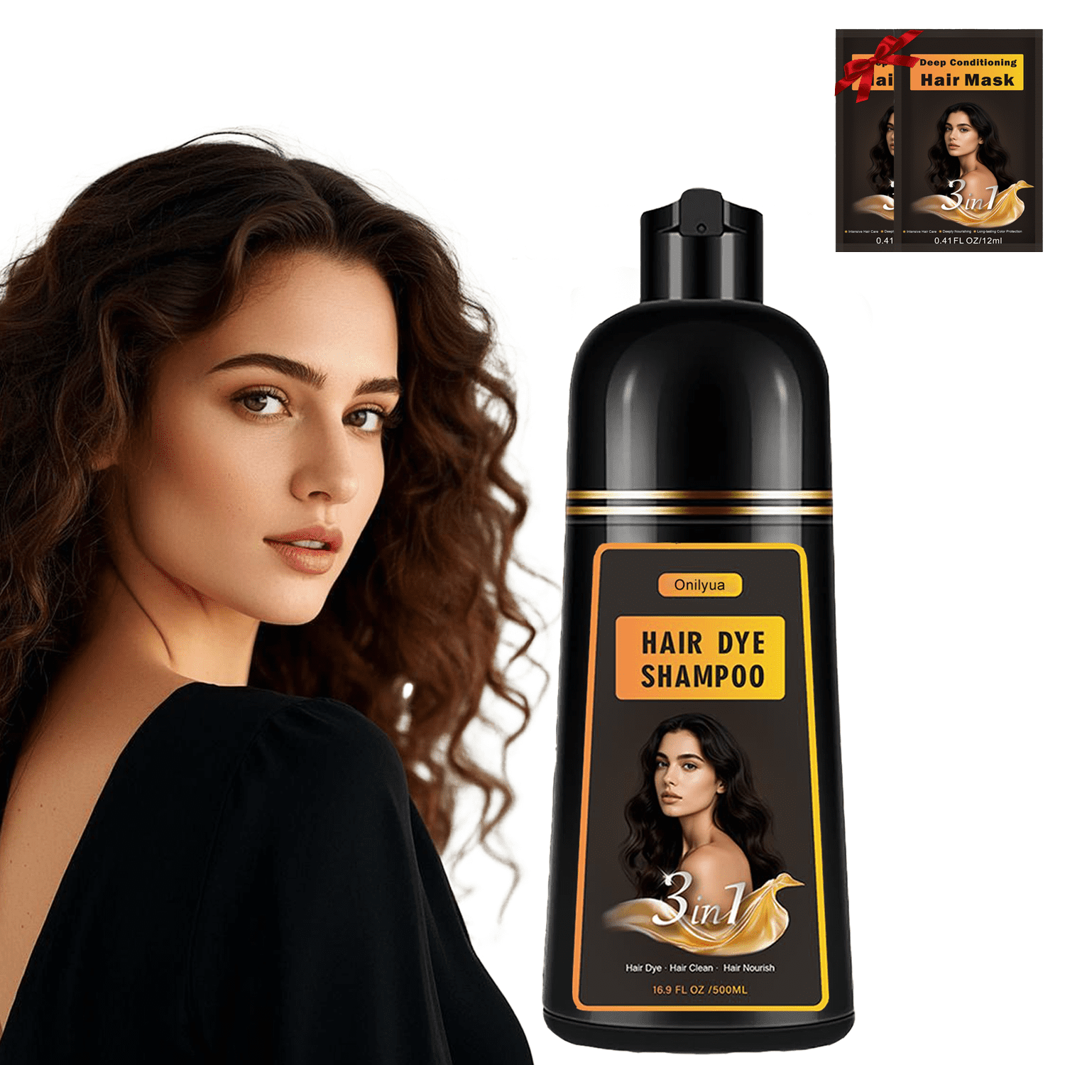 nononKURO Cream Shampoo ダークブラウン 4個セット iemokoda Hair Dye Shampoo 3 in 1, Herbal Gray Coverage Shampoo