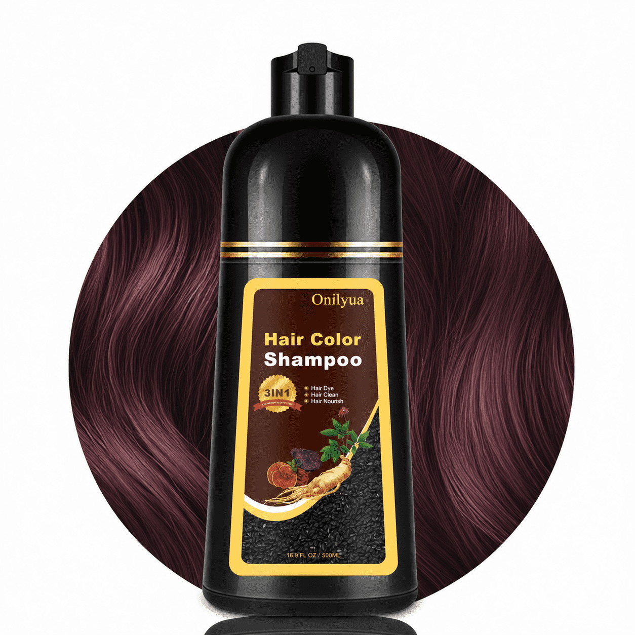 Hair Dye Shampoo 3 in 1, Long-Lasting Hair Color Shampoo with