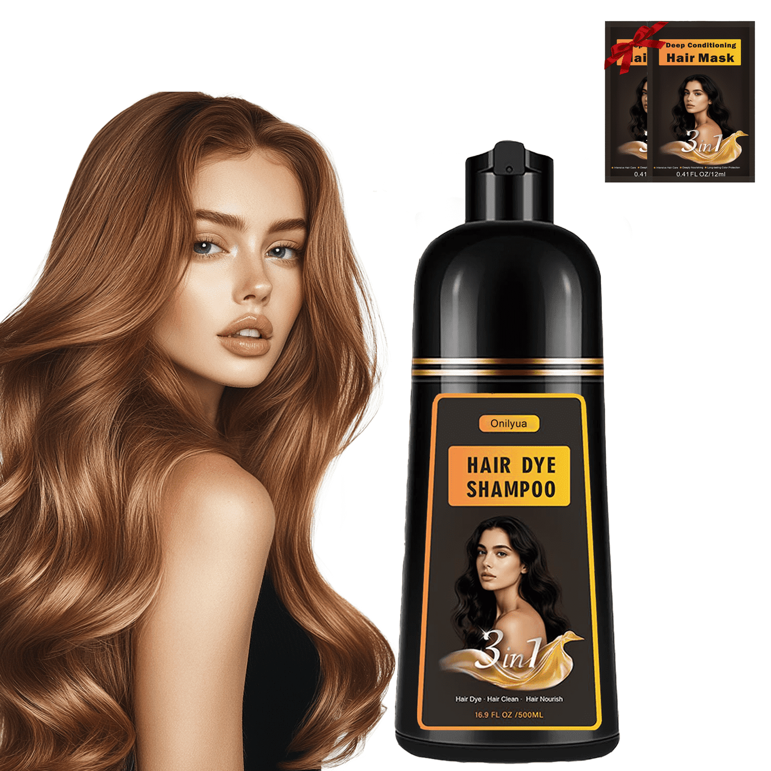 iemokoda Hair Dye Shampoo Dark Brown 16.9 Fl Oz 3 in 1 Gray Hair