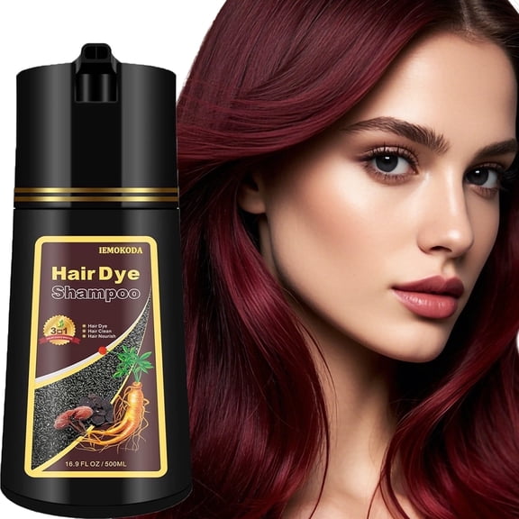Instant Red Hair Dye Shampoo 3 in 1 for Women, Semi-Permanent Color Shampoo for Grey Hair Coverage, Ginger Extract Color Shade Shampoo Easy to Use, 16.9 fl oz[Dark Burgundy]