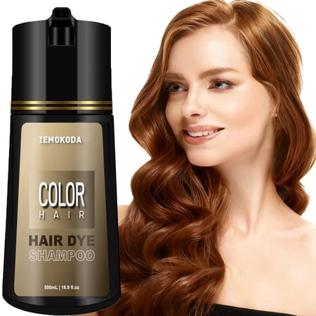Instant Blonde/Golden Brown Hair Dye Shampoo 3 in 1 for Women, Semi-Permanent Color Shampoo for Grey Hair Coverage, Ginger Extract Color Shade Shampoo Easy to Use, 16.9 fl oz