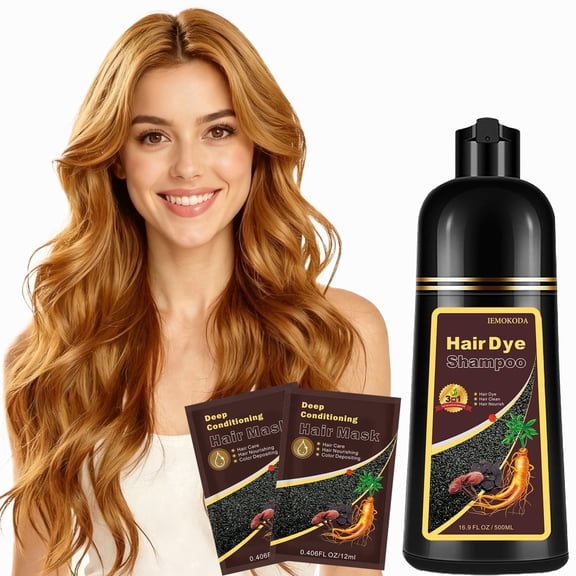 Hair Dye Shampoo 3 in 1, Professional Semi-Permanent Color Shampoo for Women & Men, Easy To Use,16.9 Fl Oz(Golden Brown)