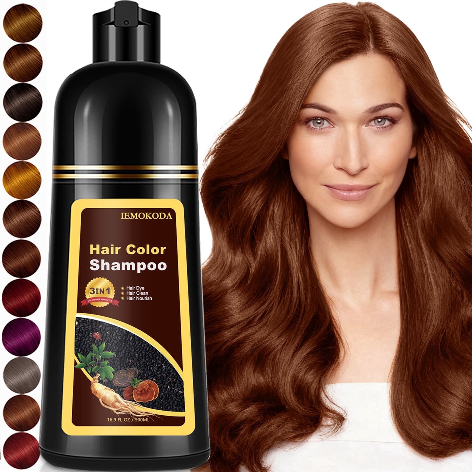 Light Brown Hair Dye Shampoo 3 in 1,Professional Semi-Permanent Color Shampoo for Women & Men, Easy to Use,16.9 floz