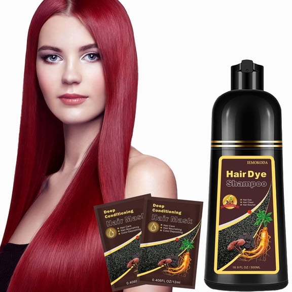 Hair Dye Shampoo 3 in 1,Professional Semi-Permanent Color Shampoo for Women & Men, Easy To Use,16.9 Fl Oz(Wine Red)