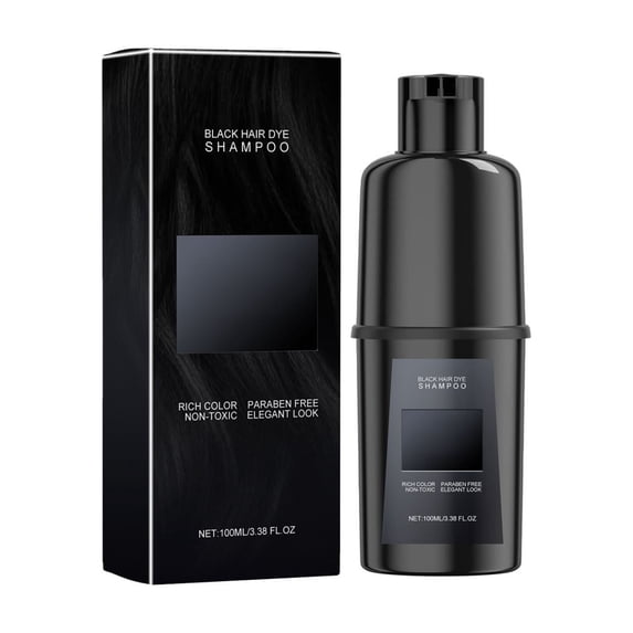 Hair Dye Shampoo Black 100ml, Plant-Based Color Depositing Shampoo for Gray Coverage, Long-Lasting Natural Hair Color, Gentle Conditioning Formula for DIY At-Home Use