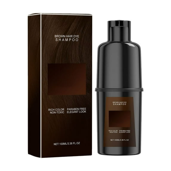 Hair Dye Shampoo Brown 100ml, Plant-Based Color Depositing Shampoo for Gray Coverage, Long-Lasting Natural Hair Color, Gentle Conditioning Formula for DIY At-Home Use