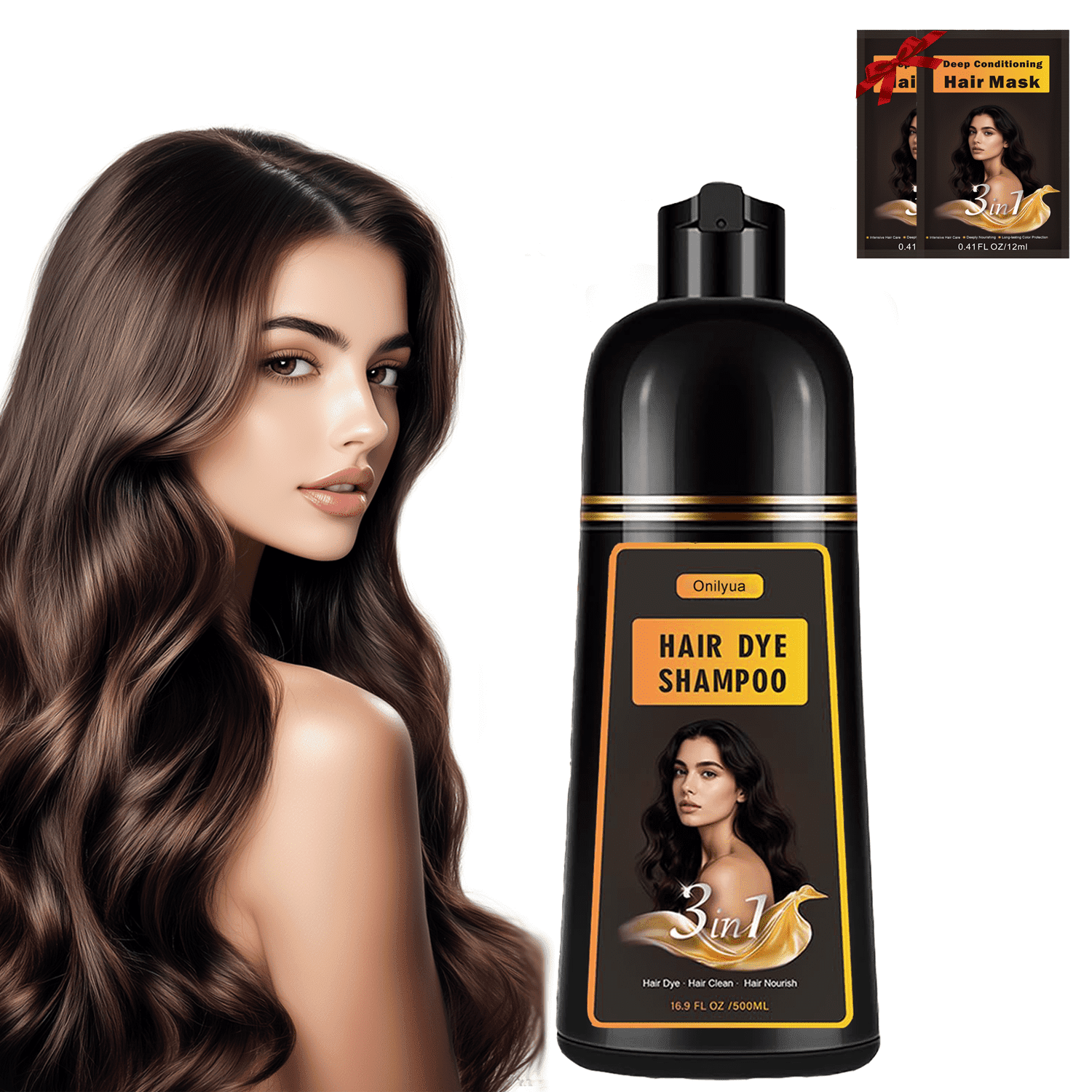 iemokoda Hair Dye Shampoo Dark Brown 16.9 Fl Oz 3 in 1 Gray Hair