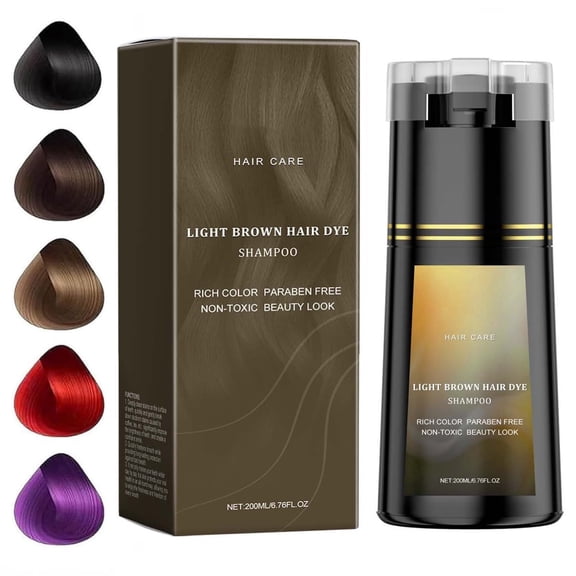 Hair Dye Shampoo, Hair Care, Hair Care Shampoo,3 In 1 Haircare Instant Dye Shampoo, Natural Hair Color Shampoo For Gray Hair Coverage, Suitable For Women & Men,Light Brown