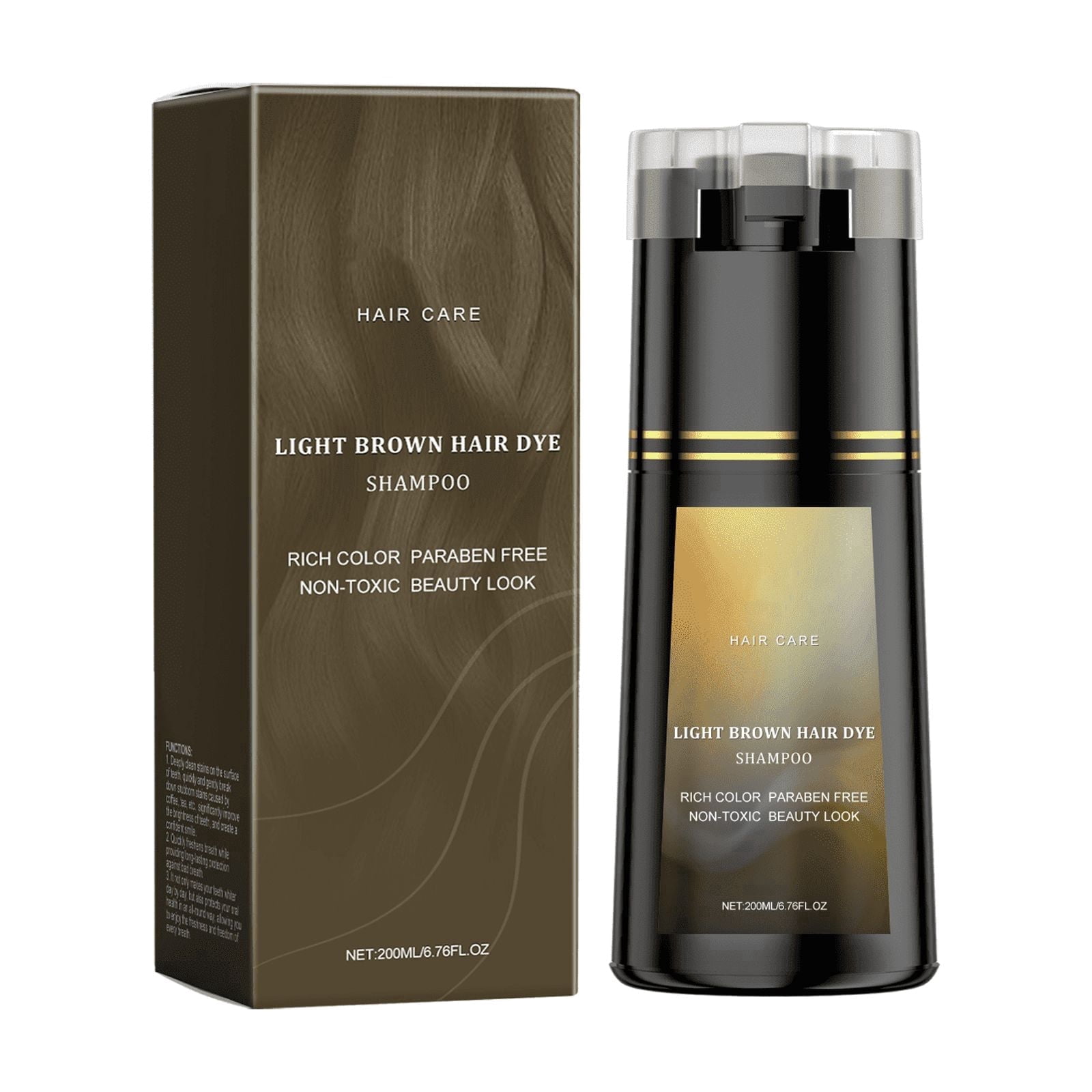 Hair Dye Shampoo, 3-in-1 Hair Color for Gray Coverage, Light Brown, For Women & Men