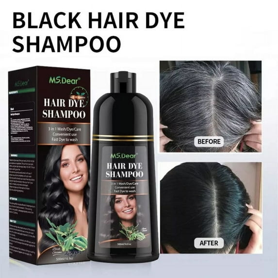 Hair Dye Shampoo (Natural Black ),500ml 3 in 1 Hair Color Shampoo for Women & Men