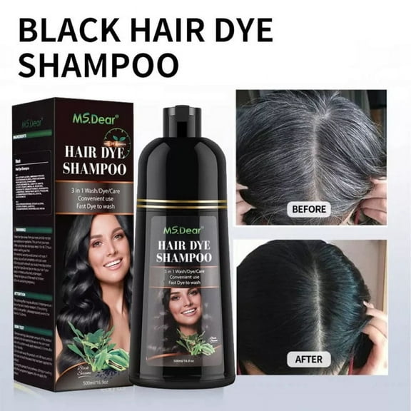 Hair Dye Shampoo (Natural Black ),500ml 3 in 1 Hair Color Shampoo for Women & Men