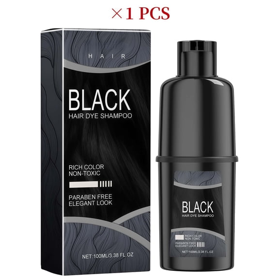 Hair Dye Shampoo for Women & Men, Instant & Long-Lasting Hair Color Shampoo, Gray Hair Coverage for Men & Women, Natural Shampoo Hair Dye for All Hair Types (Black)