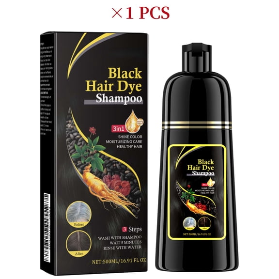 Hair Dye Shampoo for Women & Men, Instant & Long-Lasting Hair Color Shampoo, Gray Hair Coverage for Men & Women, Natural Shampoo Hair Dye for All Hair Types (Black)