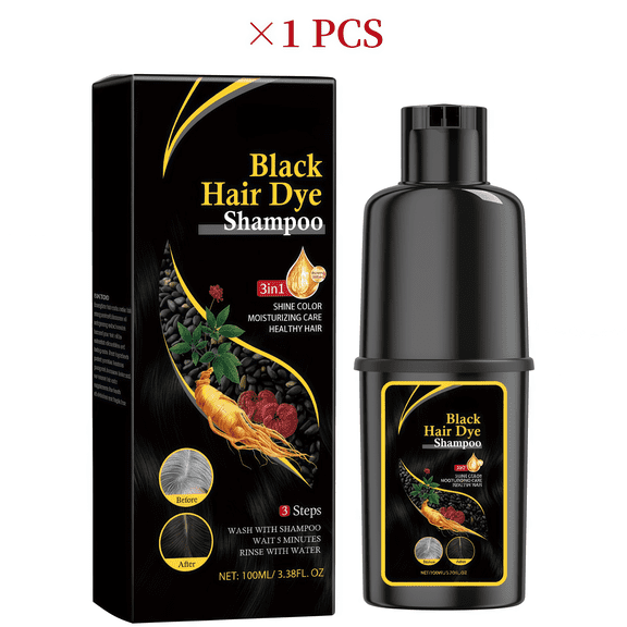 Hair Dye Shampoo for Women & Men, Instant & Long-Lasting Hair Color Shampoo, Gray Hair Coverage for Men & Women, Natural Shampoo Hair Dye for All Hair Types (Black)