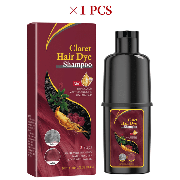 Hair Dye Shampoo for Women & Men, Instant & Long-Lasting Hair Color Shampoo, Gray Hair Coverage for Men & Women, Natural Shampoo Hair Dye for All Hair Types (Red Wine)