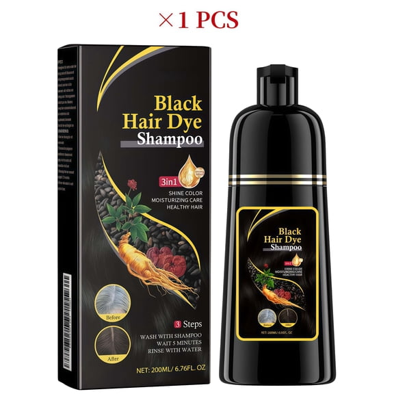 Hair Dye Shampoo for Gray Hair, Herbal Shampoo, Gray Covering Shampoo for Women & MenBlack