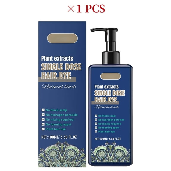 Hair Dye Shampoo for Gray Hair, Herbal Shampoo, Gray Covering Shampoo for Women & MenBlack