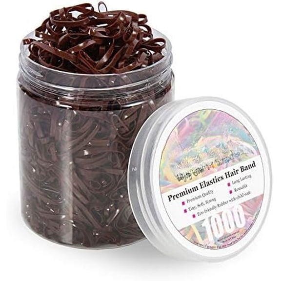 Hair Elastic Rubber Bands Ponytail Polyband No  Ties for Hair Women Girl  1000 count Pack (Brown) TPR
