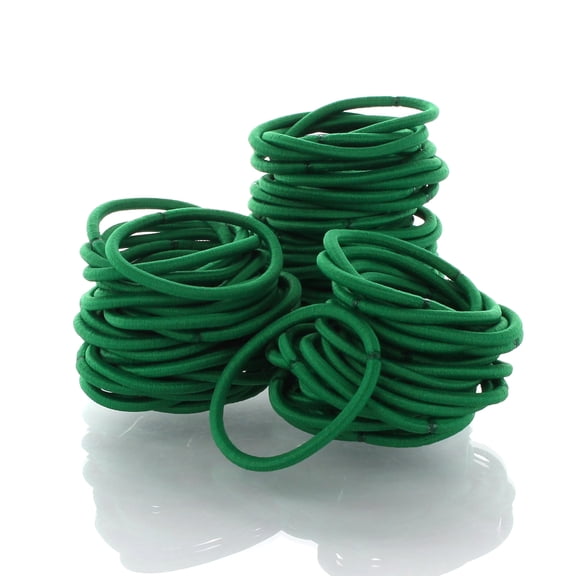 Hair Elastics Hair Ties, Professional Grade Ponytail Holders - 100 Pack Emerald Green