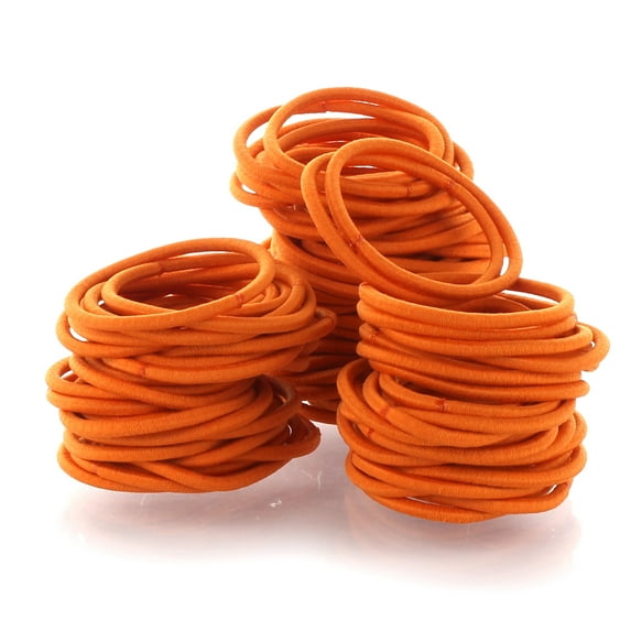 Hair Elastics Hair Ties, Professional Grade Ponytail Holders - 100 Pack Orange